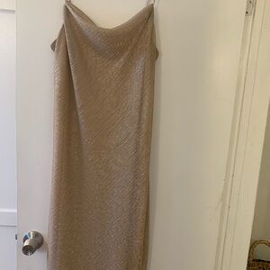 MARINA Metallic Tan Maxi Dress